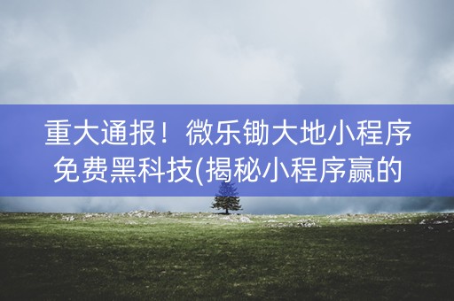重大通报！微乐锄大地小程序免费黑科技(揭秘小程序赢的秘诀)