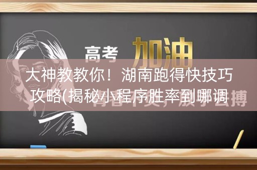大神教教你！湖南跑得快技巧攻略(揭秘小程序胜率到哪调)