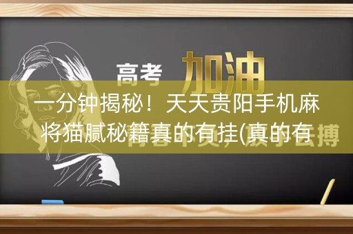 一分钟揭秘！天天贵阳手机麻将猫腻秘籍真的有挂(真的有挂确实有挂)