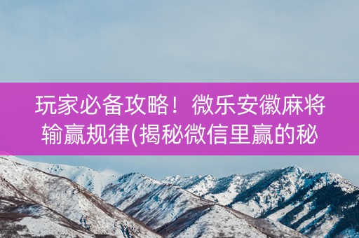 玩家必备攻略！微乐安徽麻将输赢规律(揭秘微信里赢的秘诀)