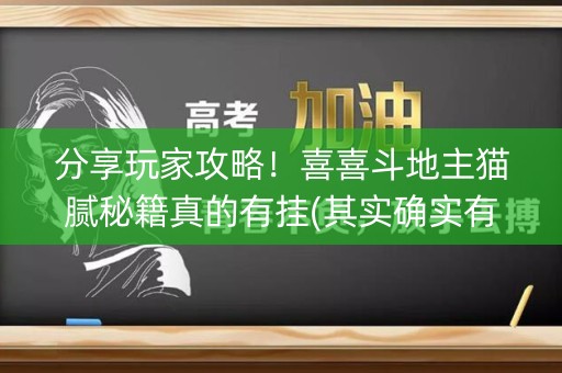 分享玩家攻略！喜喜斗地主猫腻秘籍真的有挂(其实确实有挂)