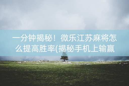 一分钟揭秘！微乐江苏麻将怎么提高胜率(揭秘手机上输赢规律)