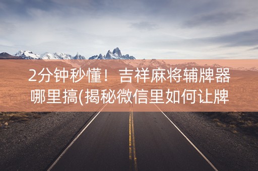 2分钟秒懂！吉祥麻将辅牌器哪里搞(揭秘微信里如何让牌变好)