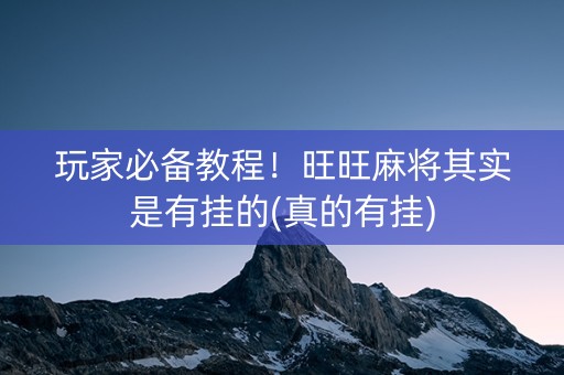 玩家必备教程！旺旺麻将其实是有挂的(真的有挂)