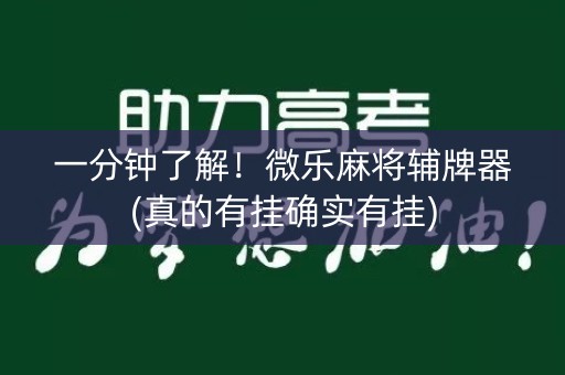 一分钟了解！微乐麻将辅牌器(真的有挂确实有挂)