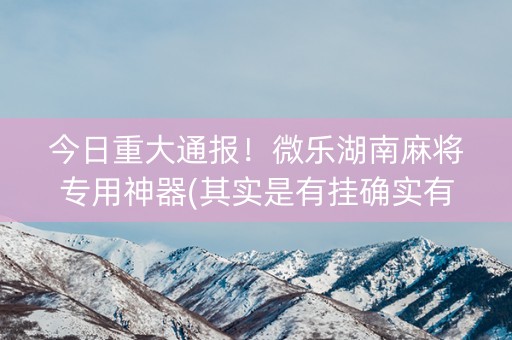 今日重大通报！微乐湖南麻将专用神器(其实是有挂确实有挂)
