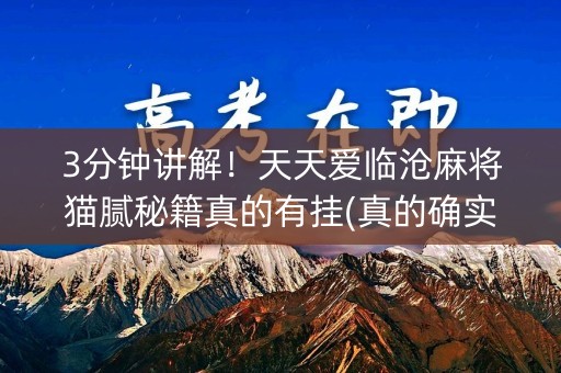 3分钟讲解！天天爱临沧麻将猫腻秘籍真的有挂(真的确实是有挂)