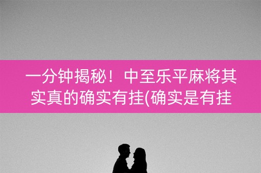 一分钟揭秘！中至乐平麻将其实真的确实有挂(确实是有挂的)