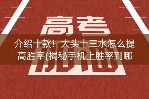 介绍十款！大头十三水怎么提高胜率(揭秘手机上胜率到哪调)