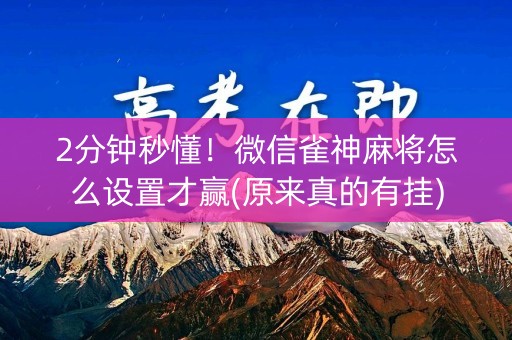 2分钟秒懂！微信雀神麻将怎么设置才赢(原来真的有挂)
