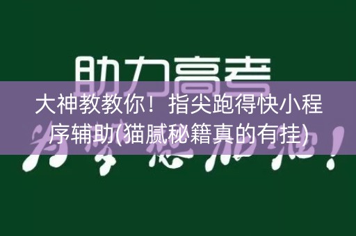 大神教教你！指尖跑得快小程序辅助(猫腻秘籍真的有挂)