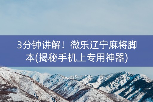 3分钟讲解！微乐辽宁麻将脚本(揭秘手机上专用神器)