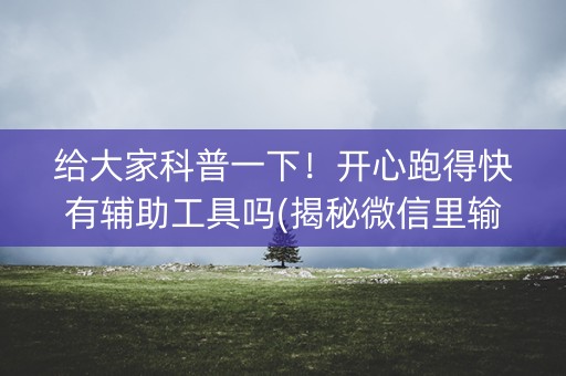 给大家科普一下！开心跑得快有辅助工具吗(揭秘微信里输赢规律)
