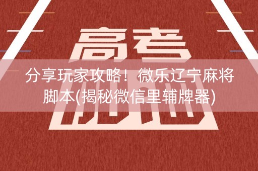 分享玩家攻略！微乐辽宁麻将脚本(揭秘微信里辅牌器)