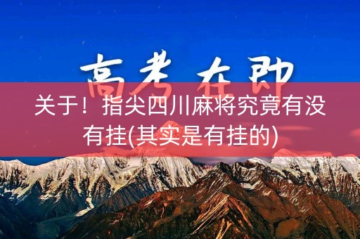 关于！指尖四川麻将究竟有没有挂(其实是有挂的)
