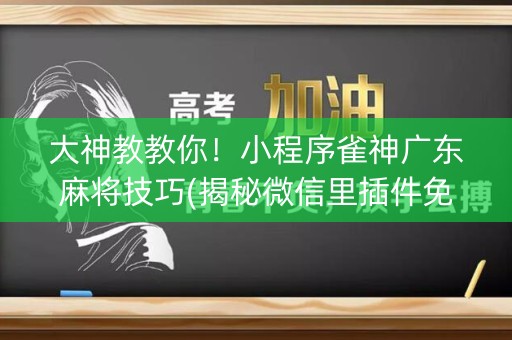 大神教教你！小程序雀神广东麻将技巧(揭秘微信里插件免费)
