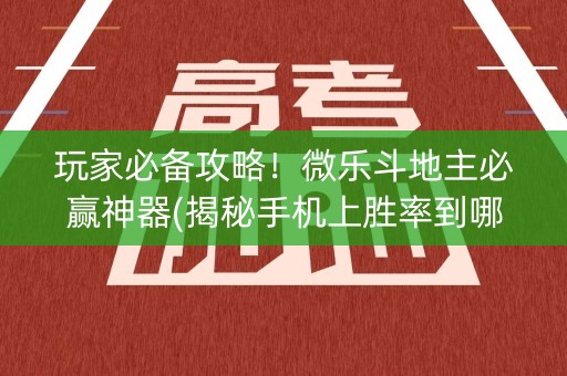玩家必备攻略！微乐斗地主必赢神器(揭秘手机上胜率到哪调)