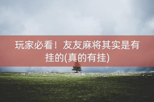 玩家必看！友友麻将其实是有挂的(真的有挂)
