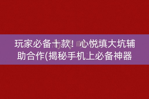 玩家必备十款！心悦填大坑辅助合作(揭秘手机上必备神器)
