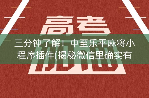 三分钟了解！中至乐平麻将小程序插件(揭秘微信里确实有猫腻)