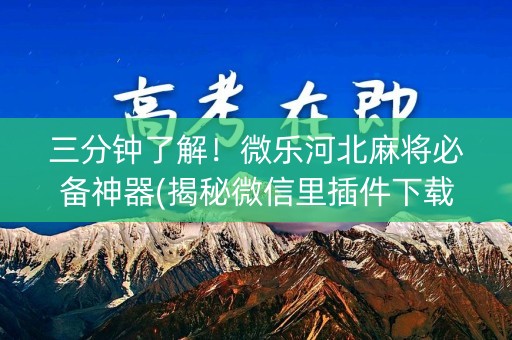 三分钟了解！微乐河北麻将必备神器(揭秘微信里插件下载)
