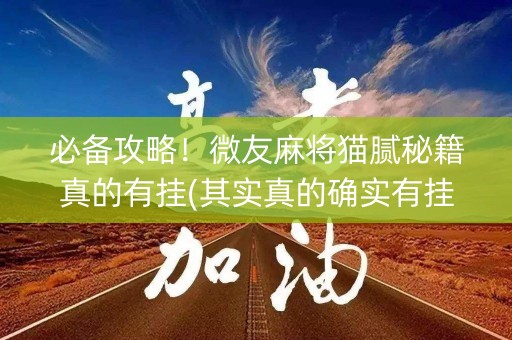 必备攻略！微友麻将猫腻秘籍真的有挂(其实真的确实有挂)