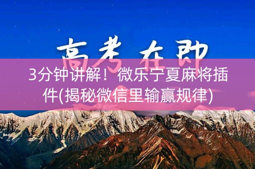 3分钟讲解！微乐宁夏麻将插件(揭秘微信里输赢规律)