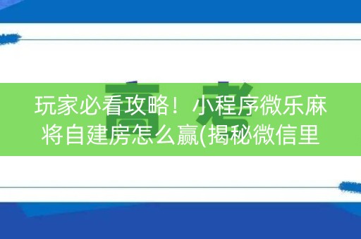 玩家必看攻略！小程序微乐麻将自建房怎么赢(揭秘微信里辅牌器)