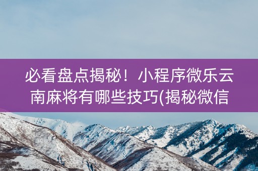 必看盘点揭秘！小程序微乐云南麻将有哪些技巧(揭秘微信里赢的诀窍)