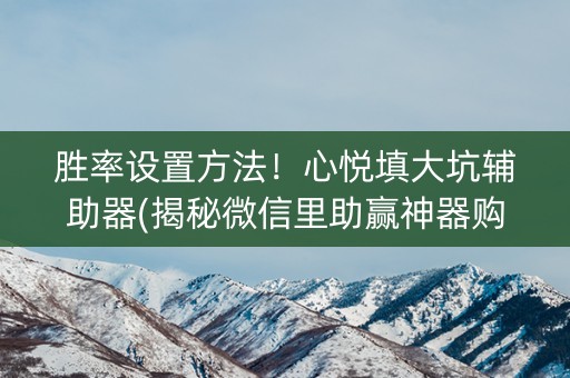 胜率设置方法！心悦填大坑辅助器(揭秘微信里助赢神器购买)