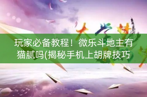 玩家必备教程！微乐斗地主有猫腻吗(揭秘手机上胡牌技巧)
