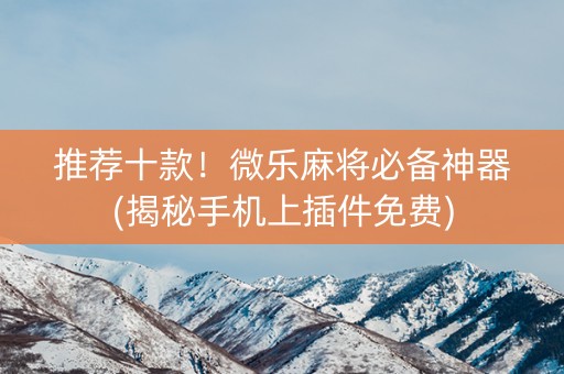 推荐十款！微乐麻将必备神器(揭秘手机上插件免费)