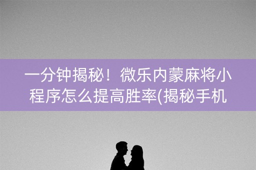 一分钟揭秘！微乐内蒙麻将小程序怎么提高胜率(揭秘手机上胡牌技巧)