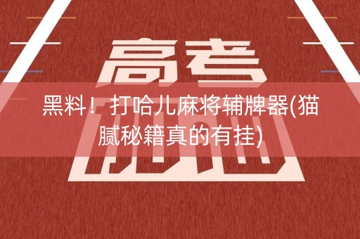 黑料！打哈儿麻将辅牌器(猫腻秘籍真的有挂)