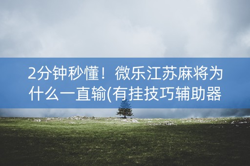 2分钟秒懂！微乐江苏麻将为什么一直输(有挂技巧辅助器)