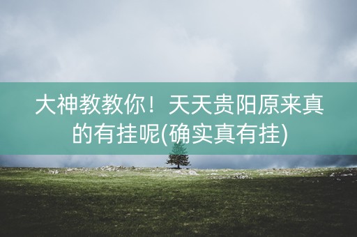 大神教教你！天天贵阳原来真的有挂呢(确实真有挂)
