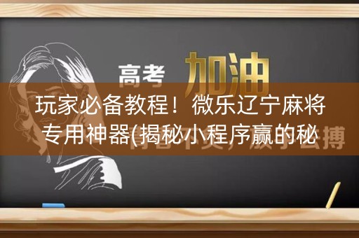 玩家必备教程！微乐辽宁麻将专用神器(揭秘小程序赢的秘诀)
