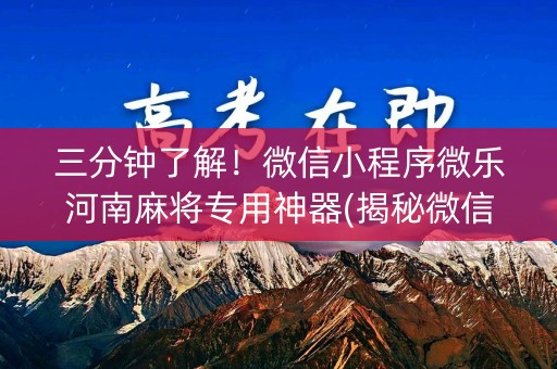 三分钟了解！微信小程序微乐河南麻将专用神器(揭秘微信里胡牌神器)