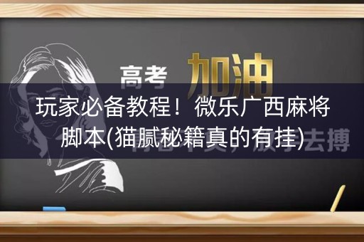玩家必备教程！微乐广西麻将脚本(猫腻秘籍真的有挂)