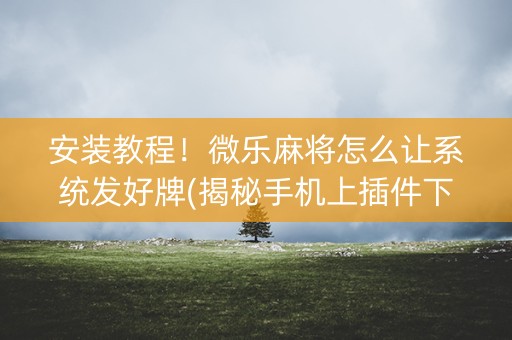 安装教程！微乐麻将怎么让系统发好牌(揭秘手机上插件下载)
