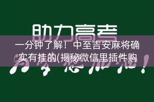 一分钟了解！中至吉安麻将确实有挂的(揭秘微信里插件购买)