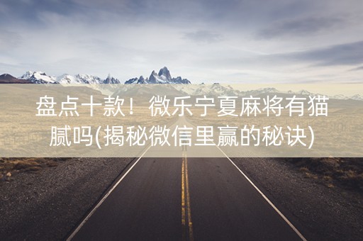 盘点十款！微乐宁夏麻将有猫腻吗(揭秘微信里赢的秘诀)