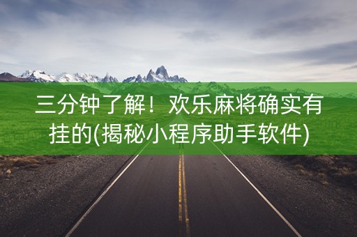 三分钟了解！欢乐麻将确实有挂的(揭秘小程序助手软件)