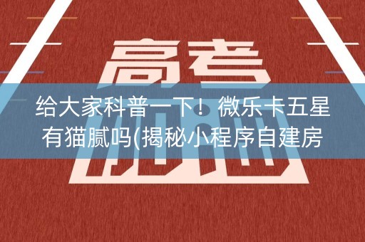给大家科普一下！微乐卡五星有猫腻吗(揭秘小程序自建房怎么赢)