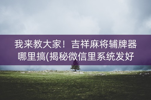 我来教大家！吉祥麻将辅牌器哪里搞(揭秘微信里系统发好牌)