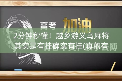 2分钟秒懂！越乡游义乌麻将其实是有挂确实有挂(真的有挂)