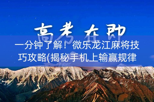 一分钟了解！微乐龙江麻将技巧攻略(揭秘手机上输赢规律)