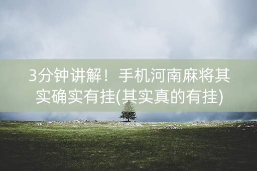 3分钟讲解！手机河南麻将其实确实有挂(其实真的有挂)
