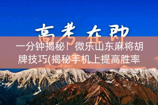 一分钟揭秘！微乐山东麻将胡牌技巧(揭秘手机上提高胜率)