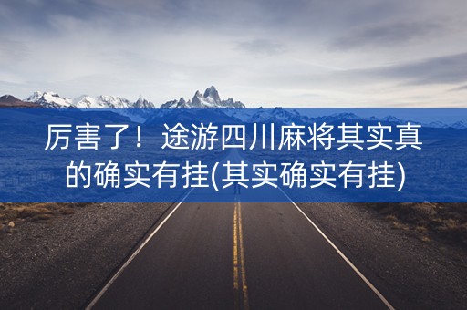 厉害了！途游四川麻将其实真的确实有挂(其实确实有挂)